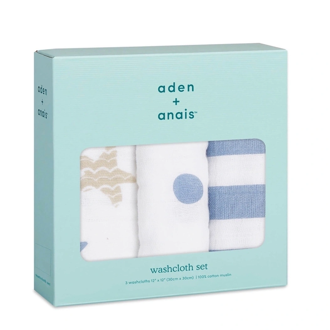 【Aden&Anais】方巾3入/灰藍星星