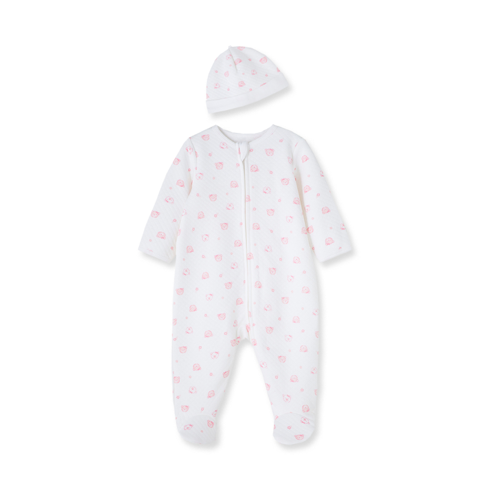 【Little Me】粉小熊連腳兔裝/帽