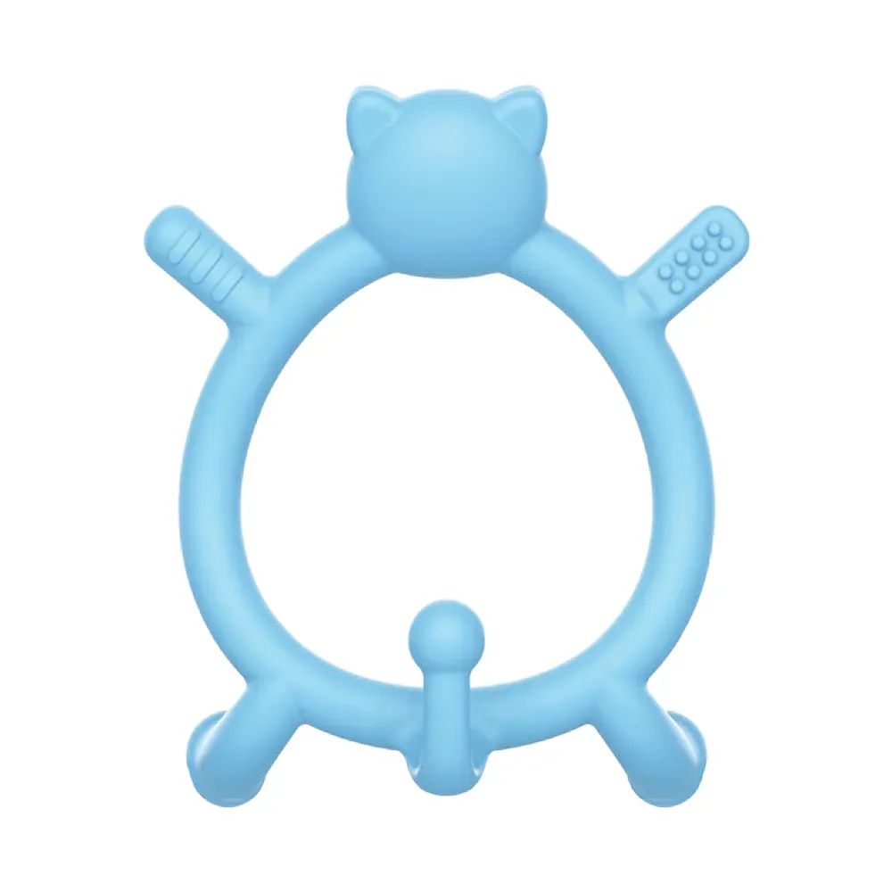 【Pigeon貝親】咬咬貓矽膠固齒器(藍)