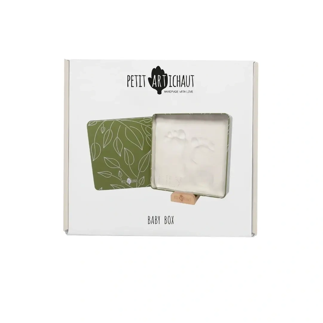【PETIT ARTICHAUT】寶寶手腳印DIY紀念方盒組/橄欖葉