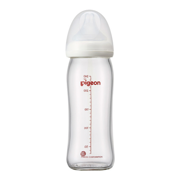 【Pigeon貝親】寬口母乳實感玻璃奶瓶240ml /4色
