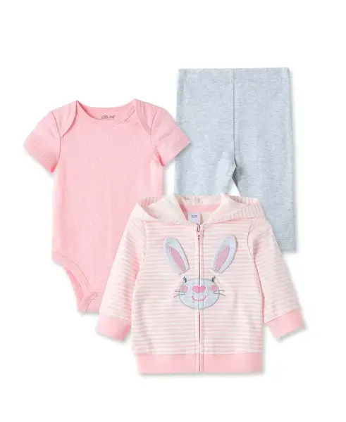 【Little Me】小兔連帽外套＋連身衣＋褲子