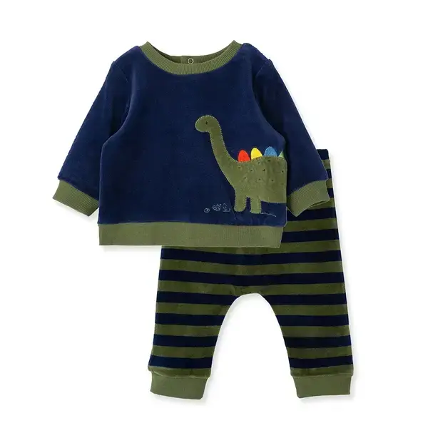 【Little Me】恐龍絲絨上衣/長褲