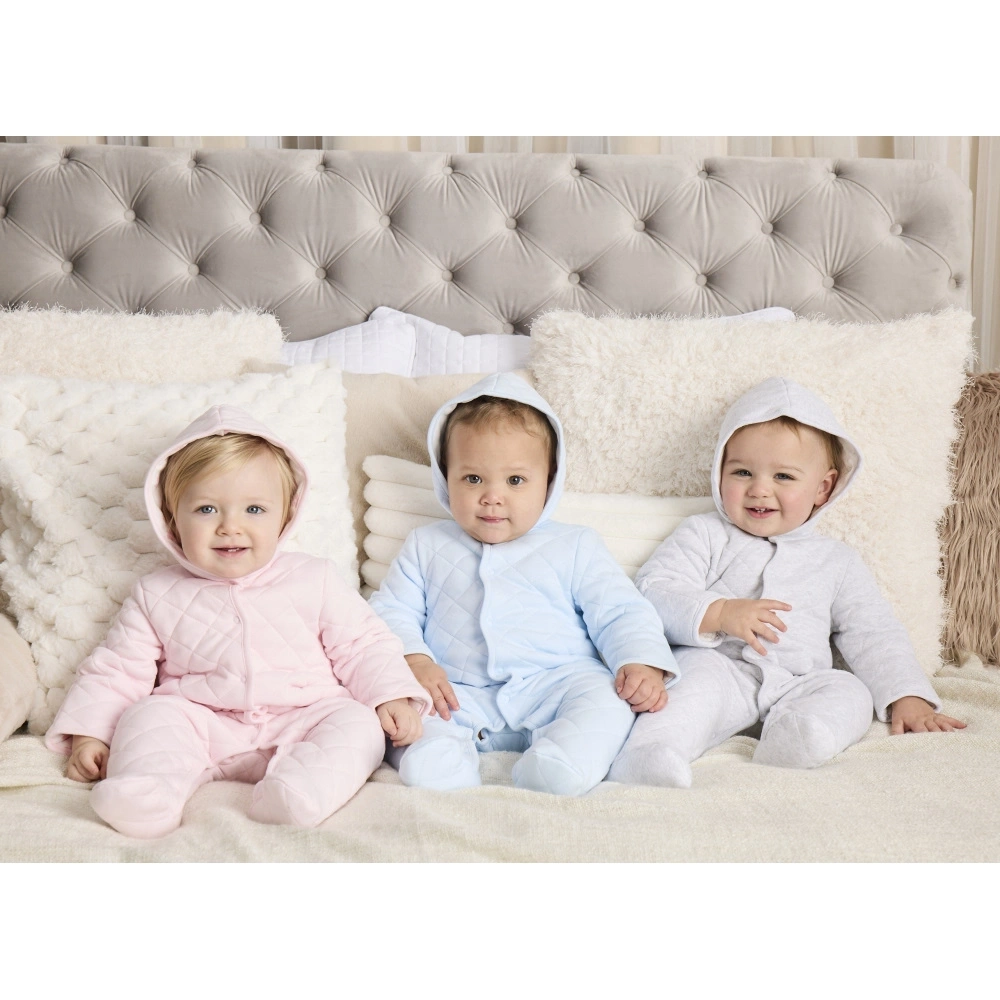 【Little Me】粉櫻有機棉帶帽連腳厚兔裝