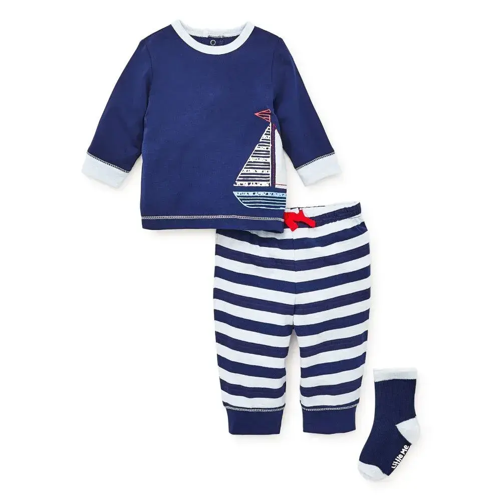 【Little Me】帆船慢跑運動上衣/長褲/襪子