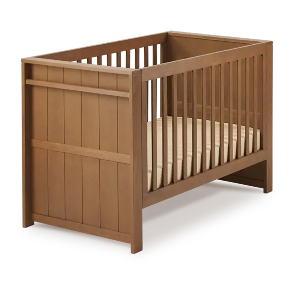 【BeBeDeluxe】嬰兒床摩卡木紋 彈簧墊