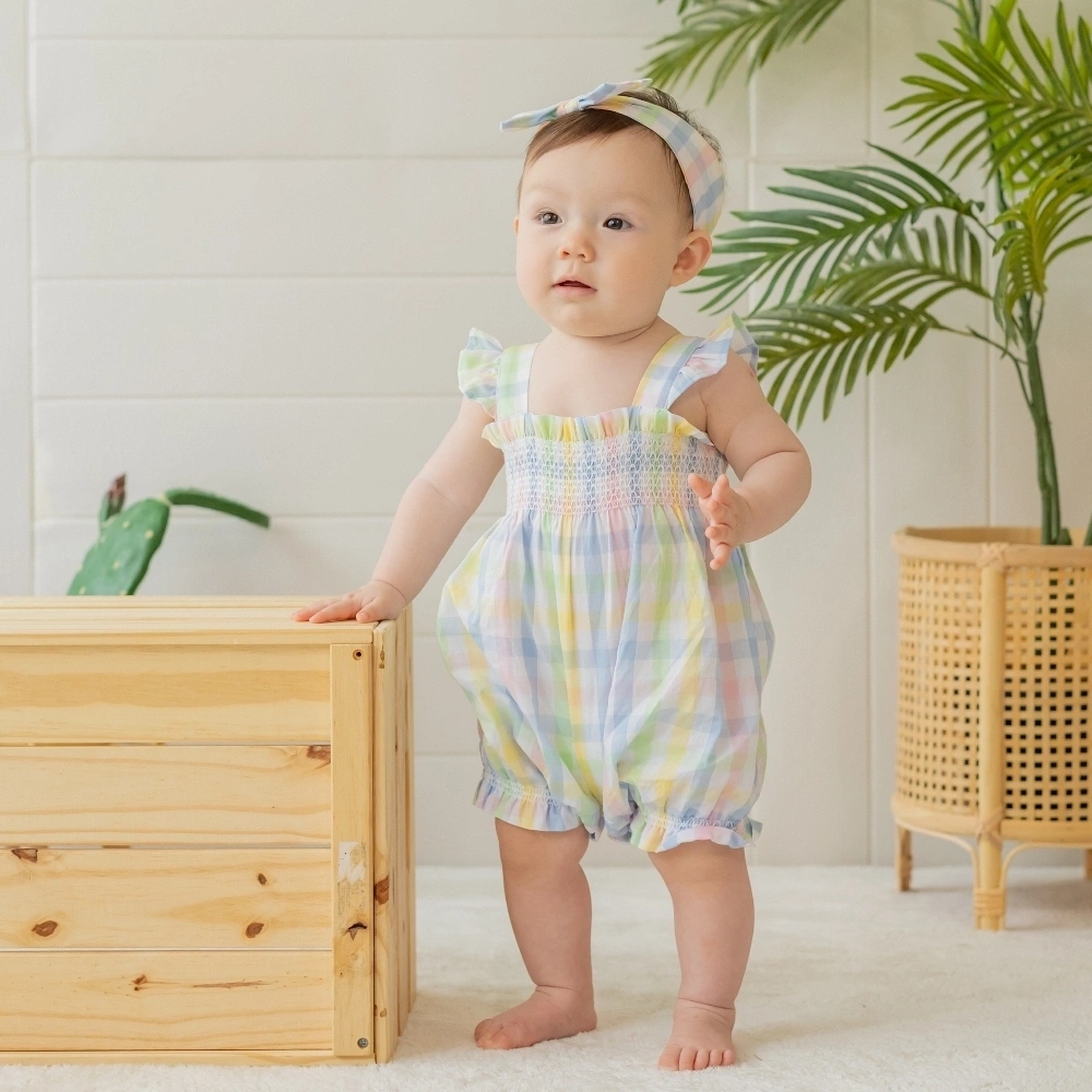 【Little Me】多彩格子短兔裝/髮帶