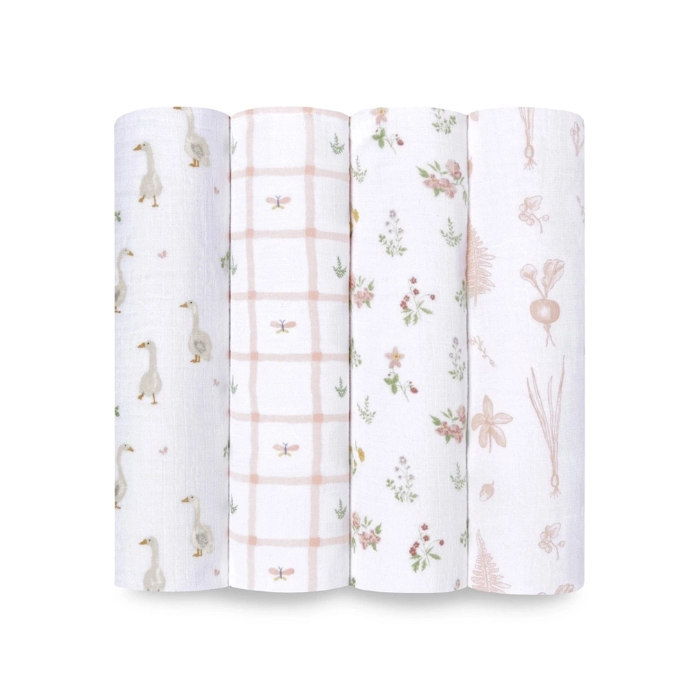 【Aden&Anais】經典多功能包巾4入/鄉間小花