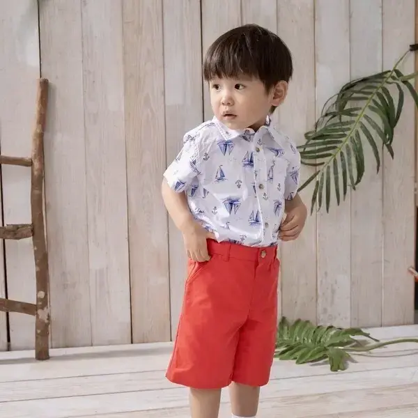 【Little Me】帆船平織襯衫/短褲
