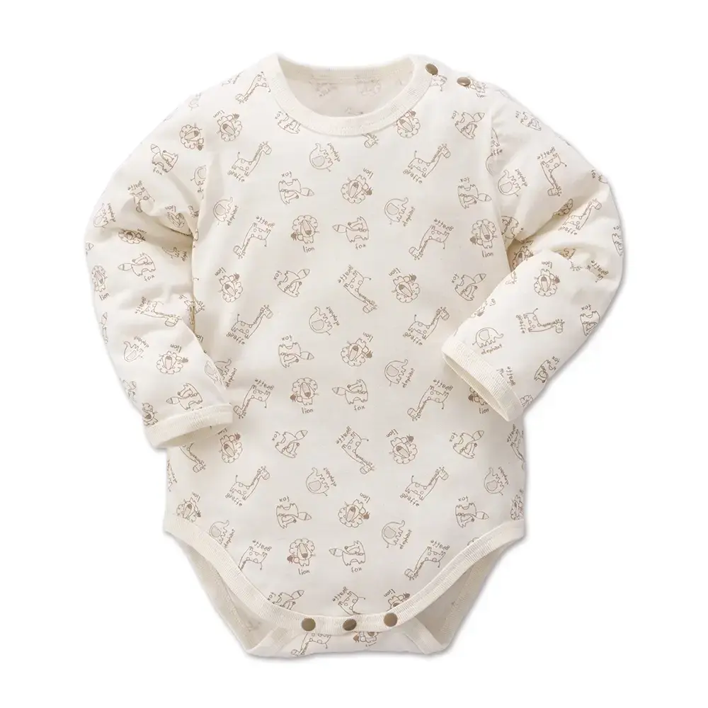 【Baby City娃娃城】有機棉長袖肩開連身衣