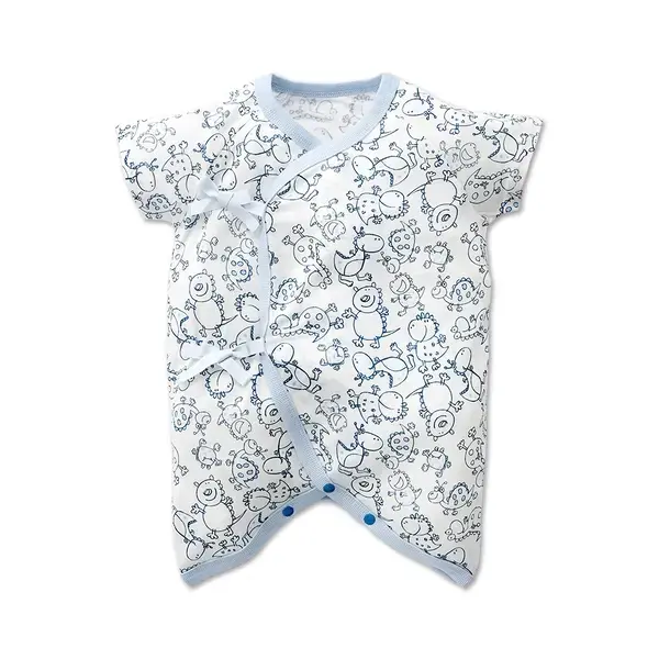 【Baby City娃娃城】天絲棉短袖初生兔裝／圖鴉藍