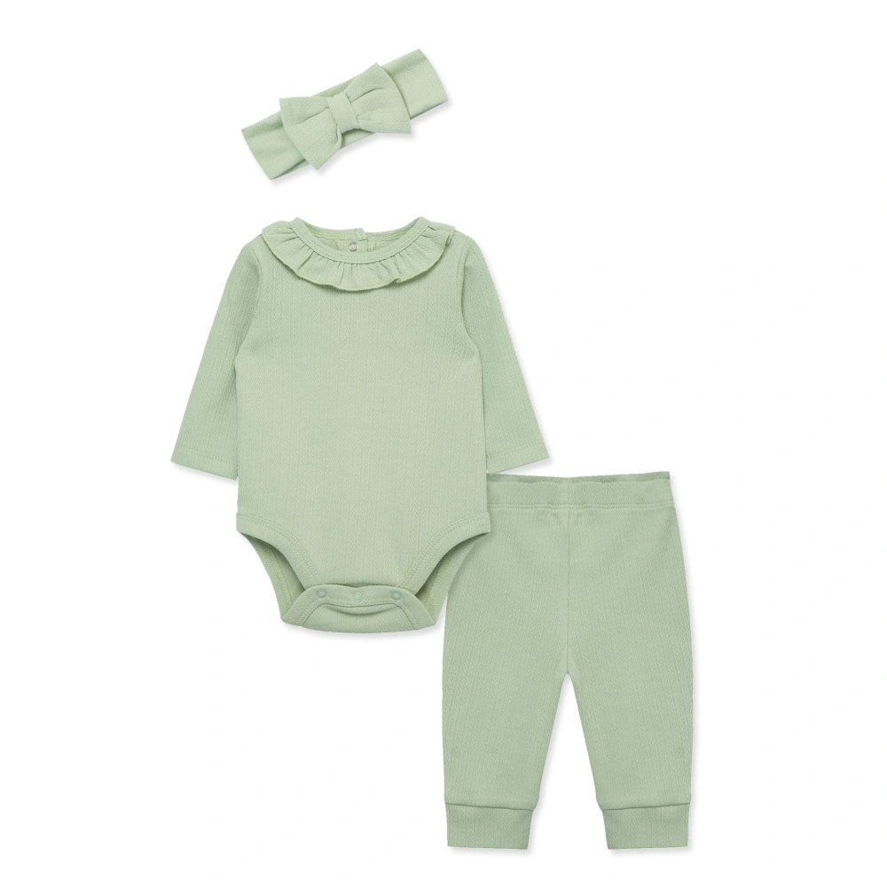 【Little Me】淺綠長袖連身衣/長褲/髮帶