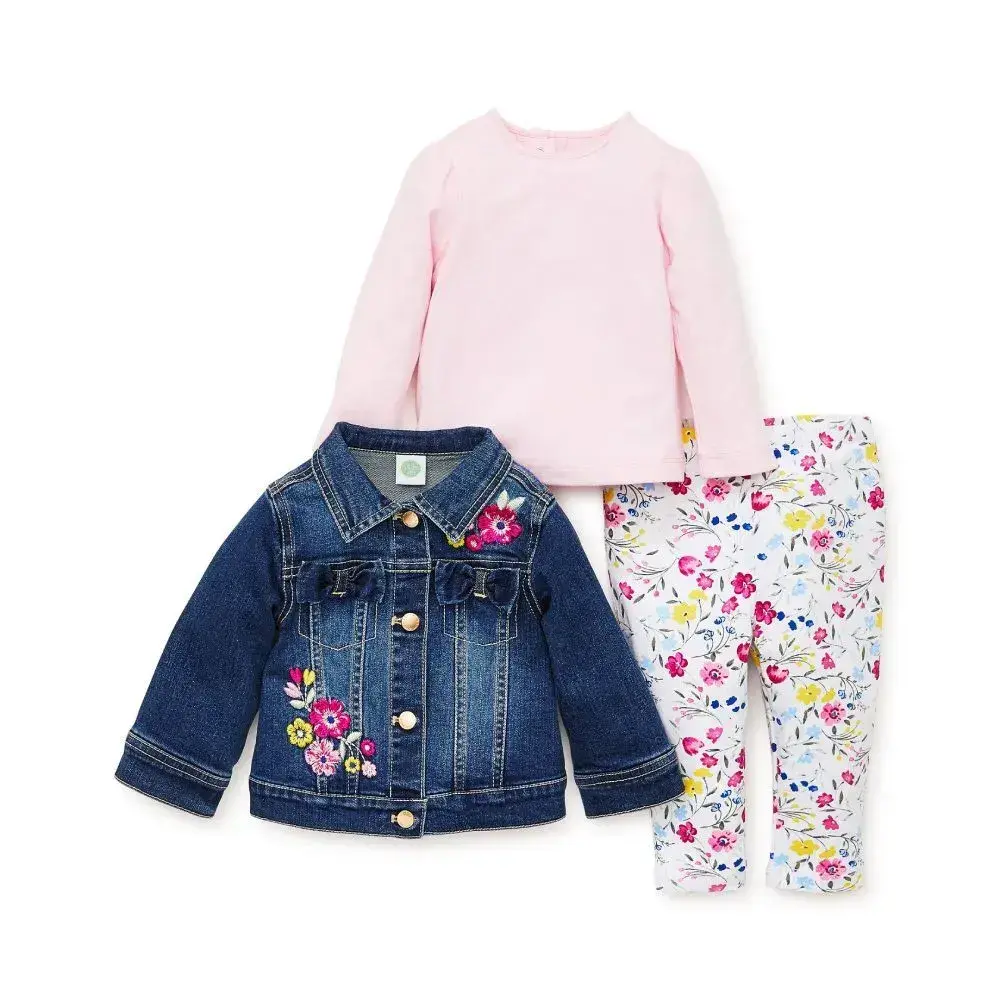 【Little Me】丹寧上衣/長褲/外套3件組