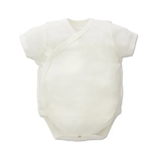 【Baby City娃娃城】天絲棉純白短袖前開連身衣