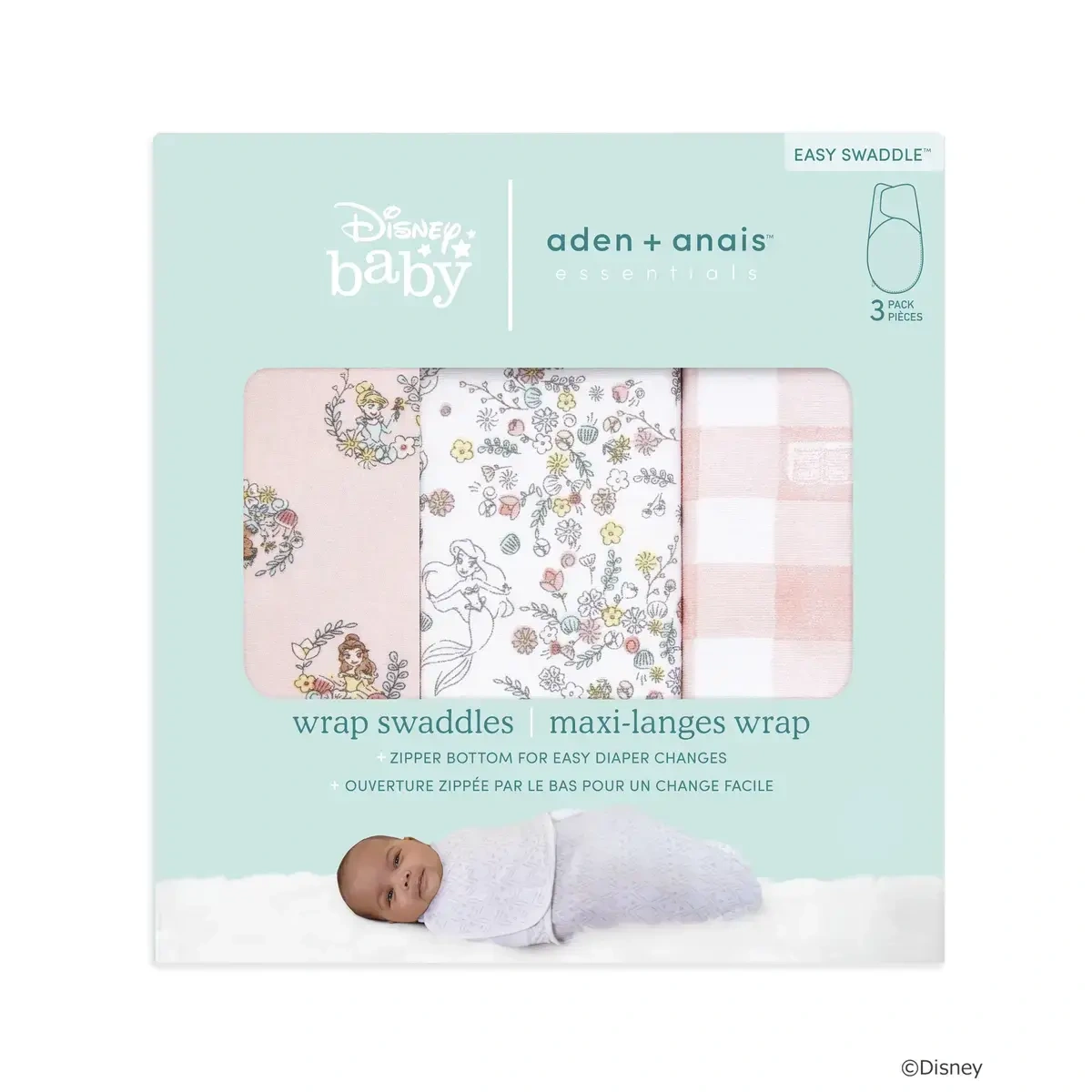 【Aden&Anais】迪士尼公主好入眠easy包巾組