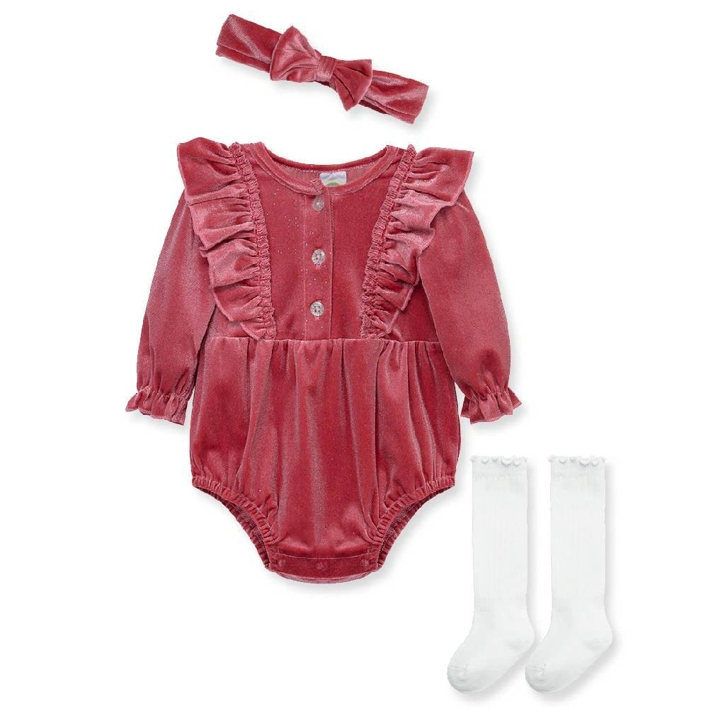 【Little Me】粉色泡泡洋裝/長襪/髮帶