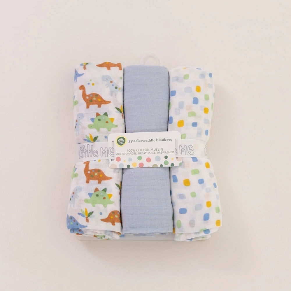 【Little Me】恐龍多功能紗布包巾三入