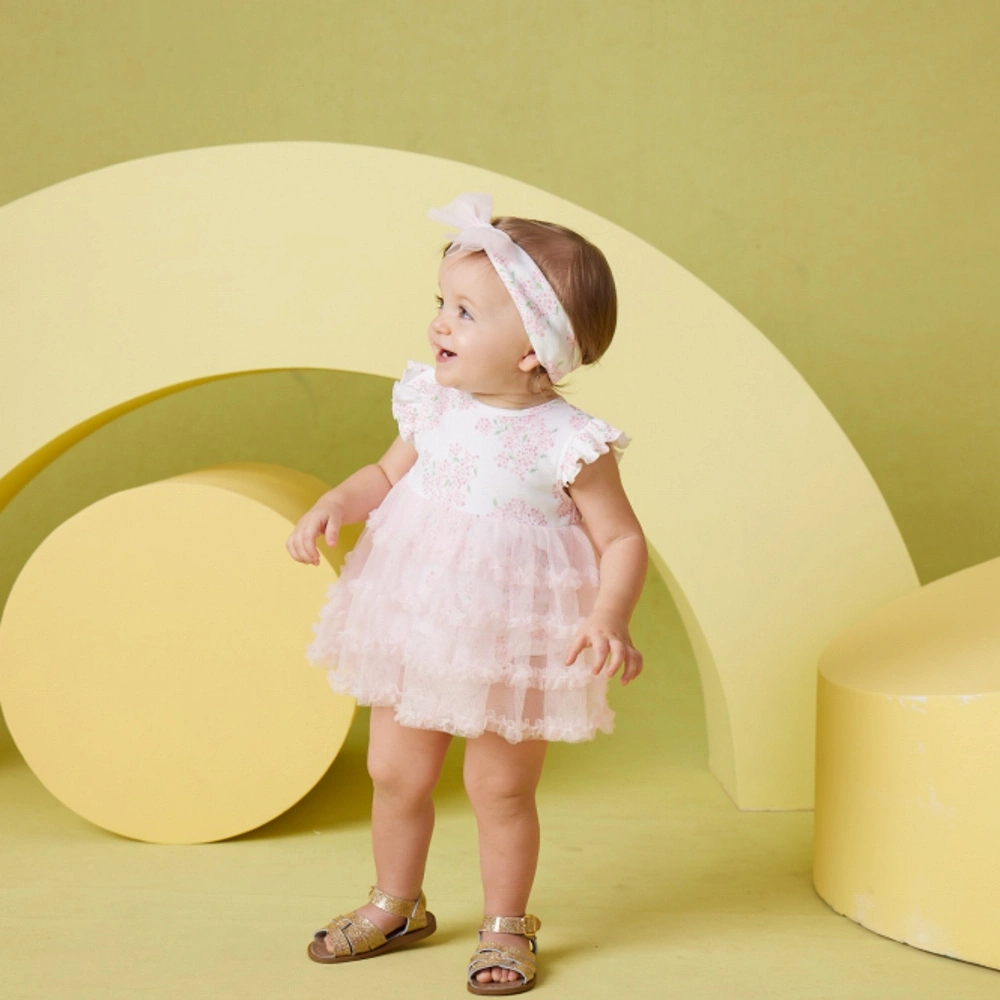 【Little Me】花卉蛋糕裙連身衣/髮帶