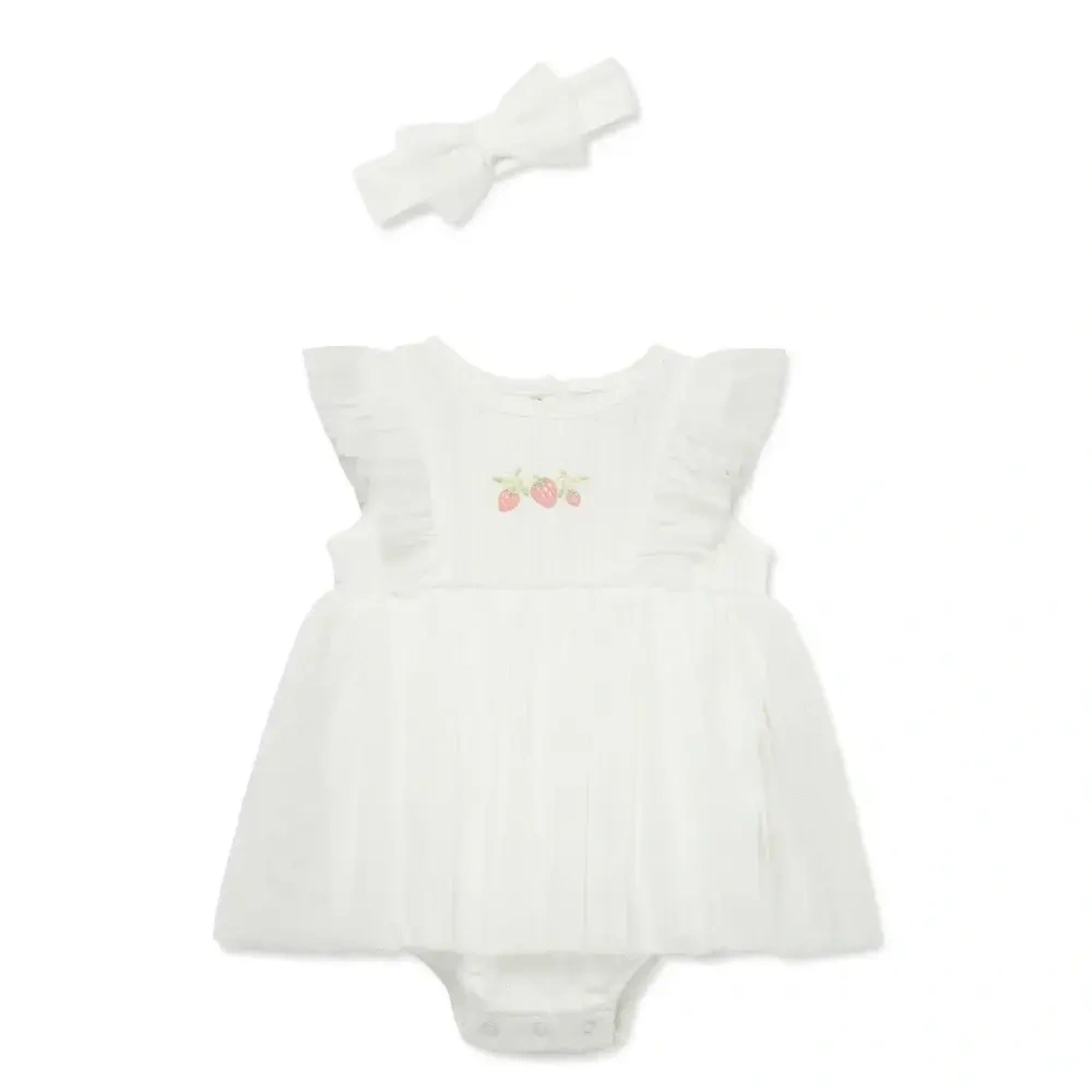 【Little Me】草莓紗裙連身衣/髮帶