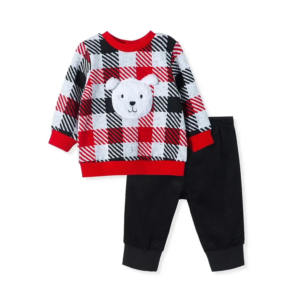 【Little Me】小狗格子上衣/褲子