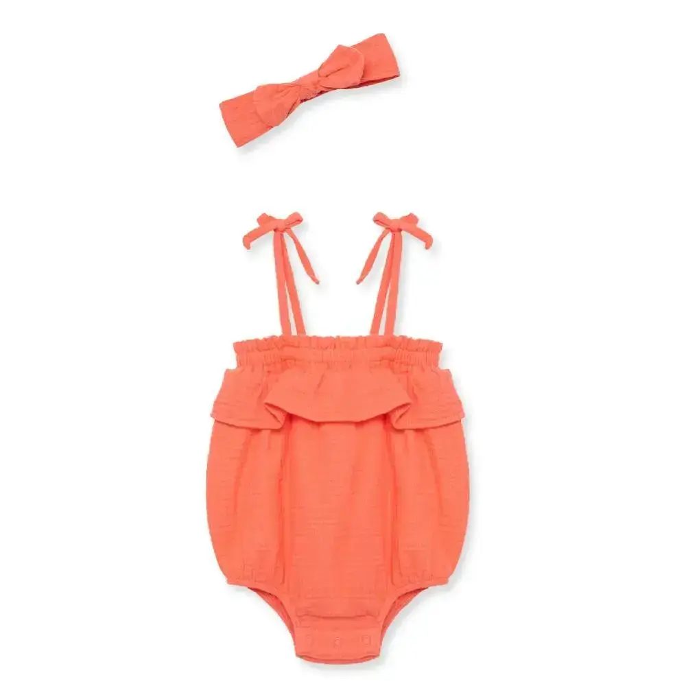 【Little Me】玫瑰泡泡吊帶裝/髮帶