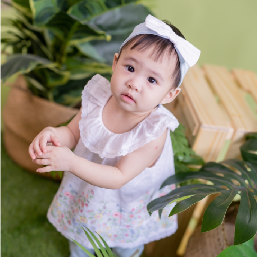 【Little Me】花邊上衣/長褲/髮帶