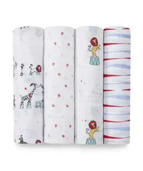 【Aden&Anais】經典多功能包巾4入/復古馬戲團