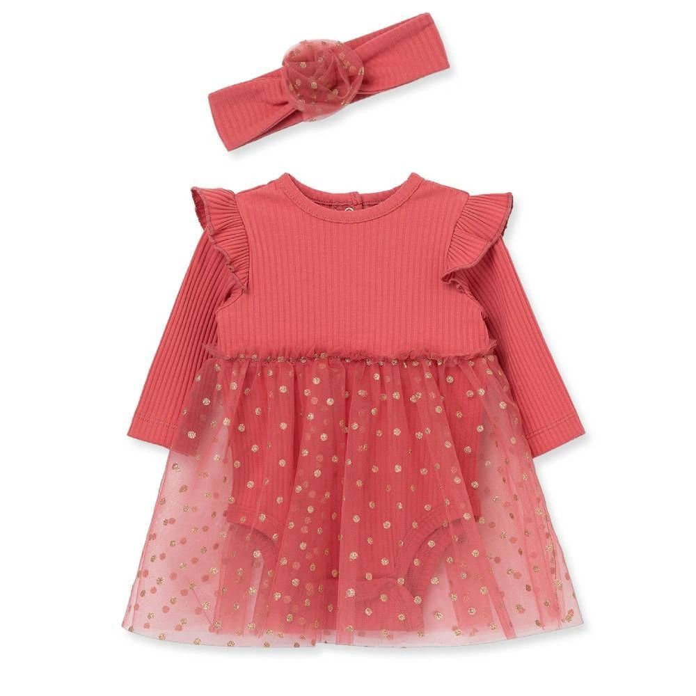 【Little Me】莓紅點點紗裙/髮帶