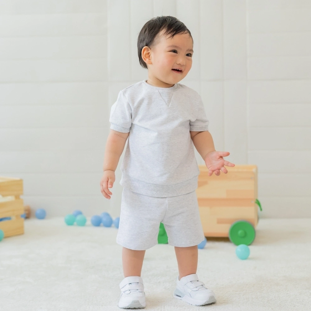 【Little Me】灰色棉質上衣/褲子