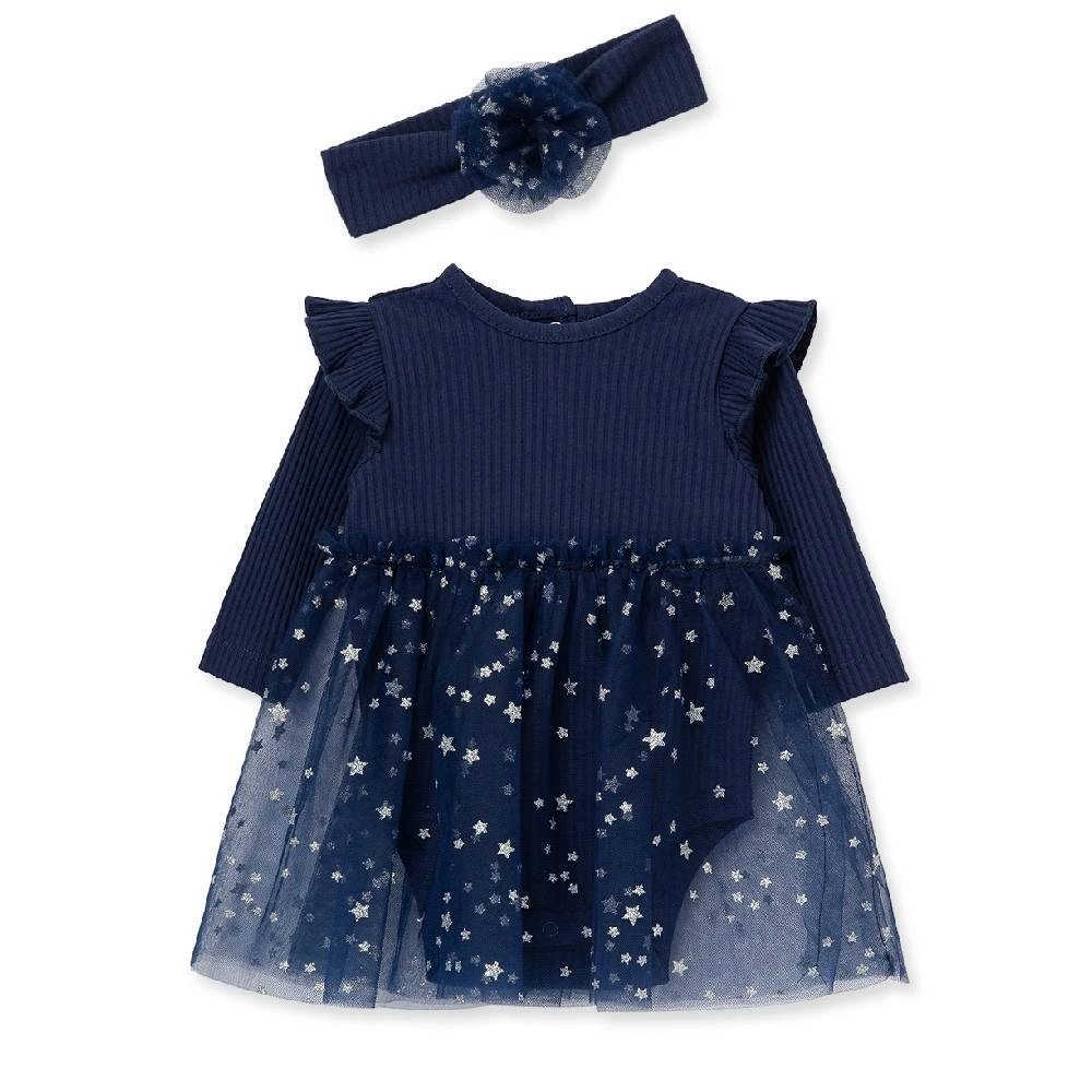 【Little Me】深藍點點紗裙/髮帶