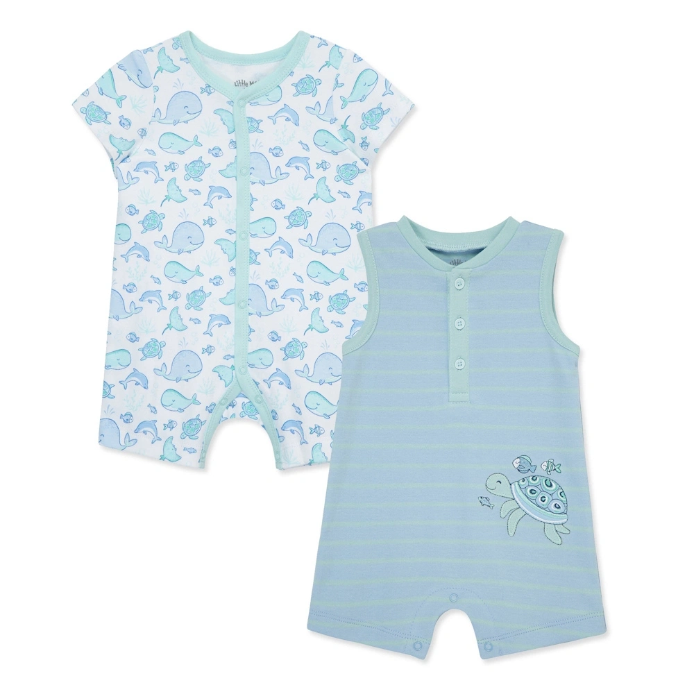 【Little Me】海生動物條紋短兔裝二入組